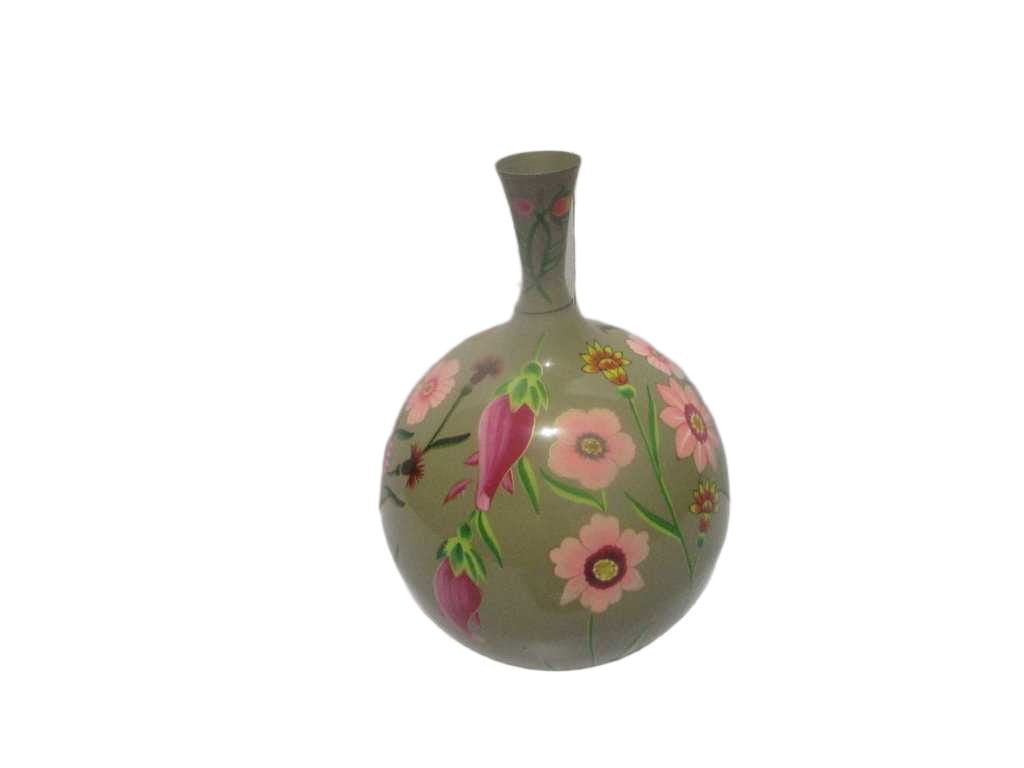 Vase 100% Iron Shinny And Painting Green
