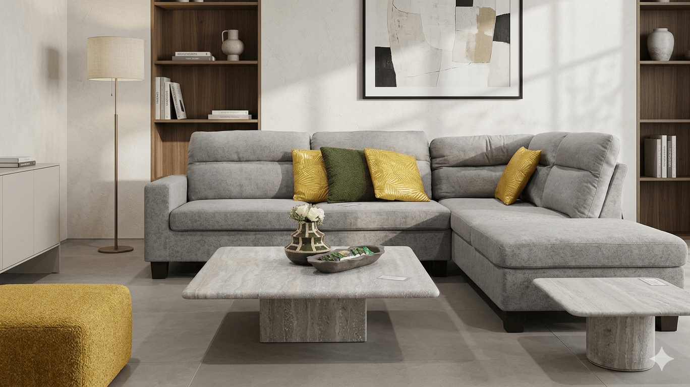 Sofa Corner Kd W Plastic Feet 68 Set/ 40hq K658-88 Grey 2489*1930*889