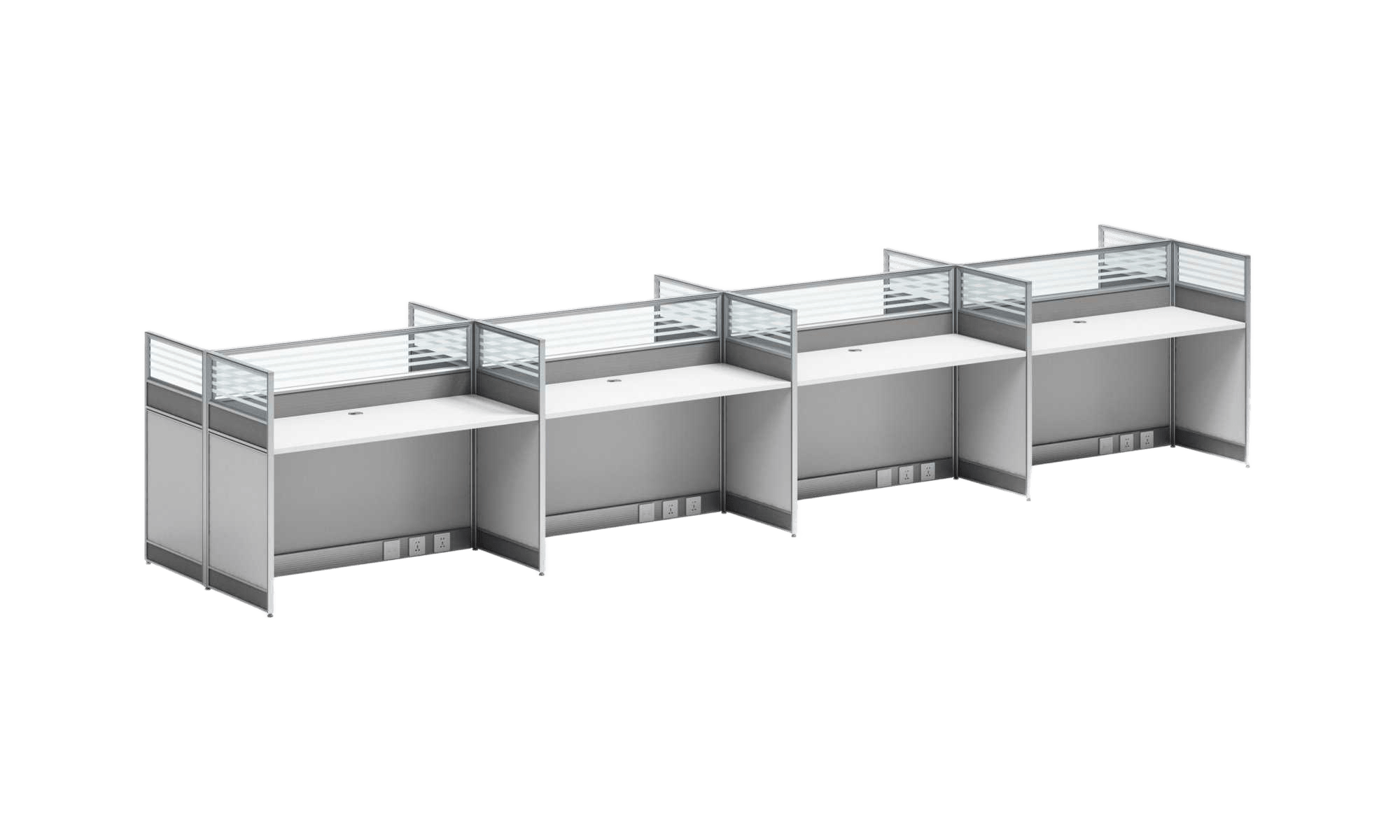Workstation 8 Seats White+grey Stripe Melamine 4950*630*1100