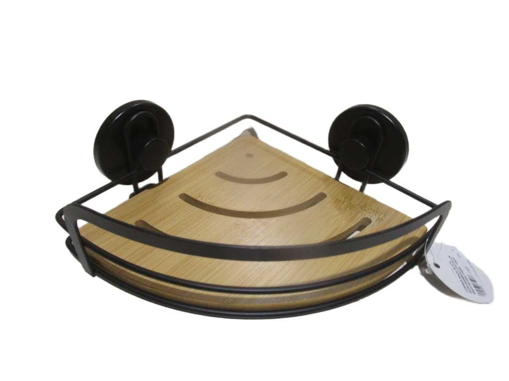 Corner Rack Black Iron+bamboo 21x21x9 Cm