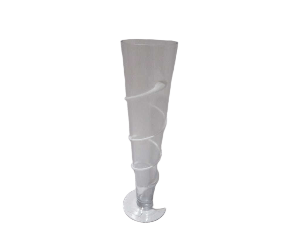 Vase Glass Clear W White Embossment Clear And White 16*61