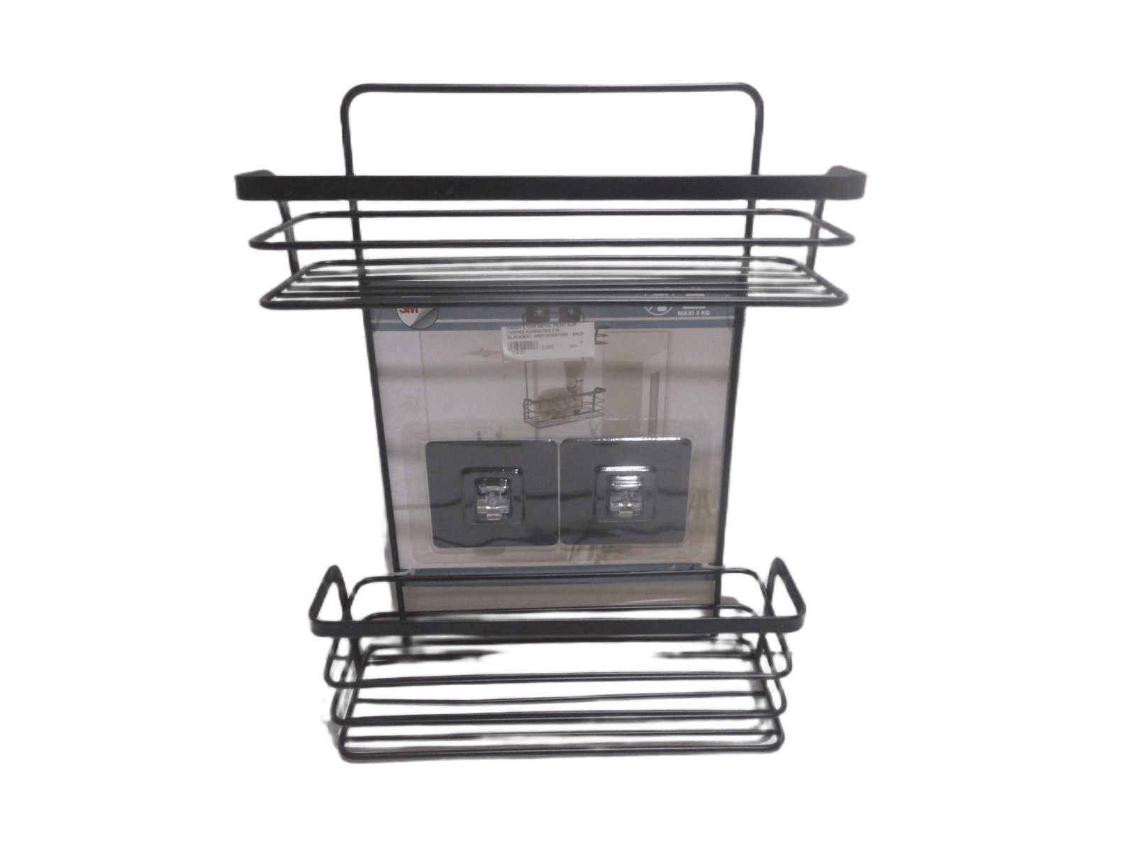 Caddy 2 Tier Metal Peint Sur Cartes Adhesives 3 M - Blackmat