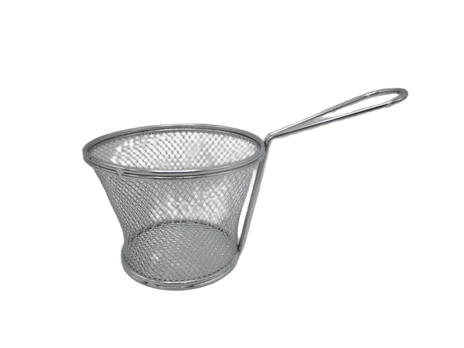 Chips Basket Round Metal Silver 10x10x8