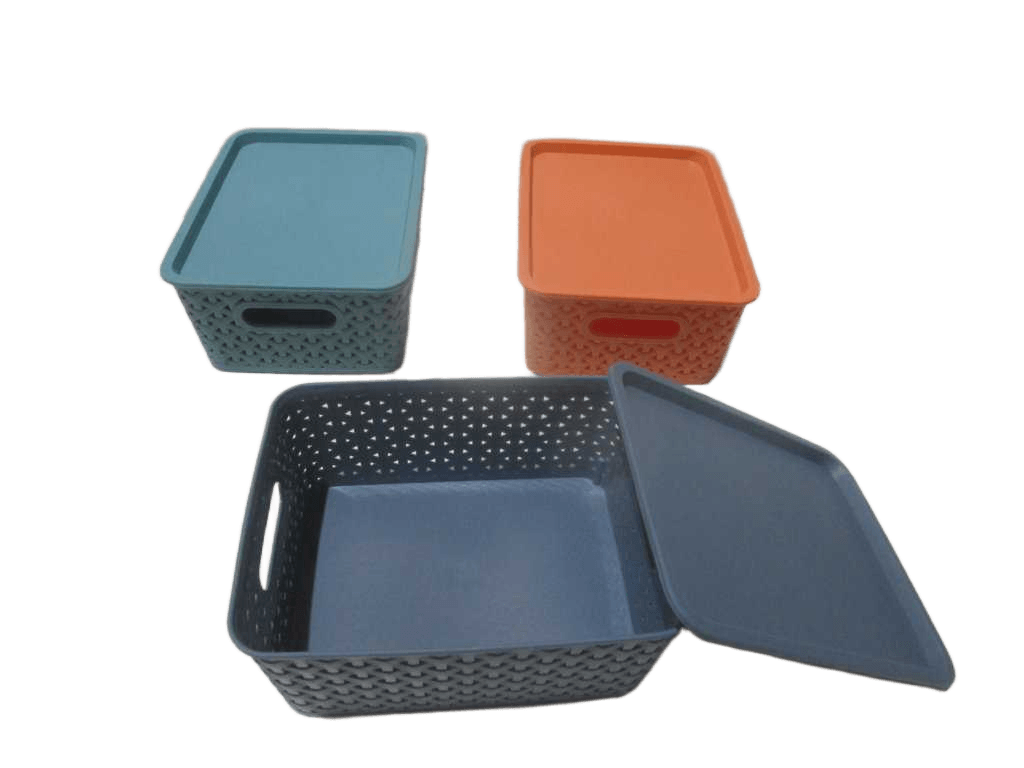 Storage Box With Cover With Handle Pp 229.2g Orange Blue Green 24x18.5x10.5