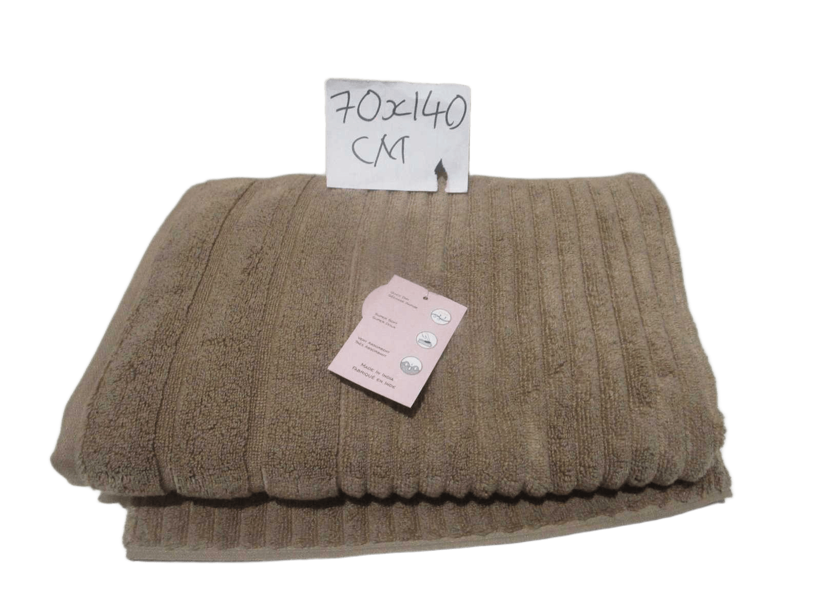 Towel Verna - Plain Dyed Dobby Terry - Zero Twist Cotton Yarn - Narrow Ribbed Pattern - 500 Gsm - Single Ply