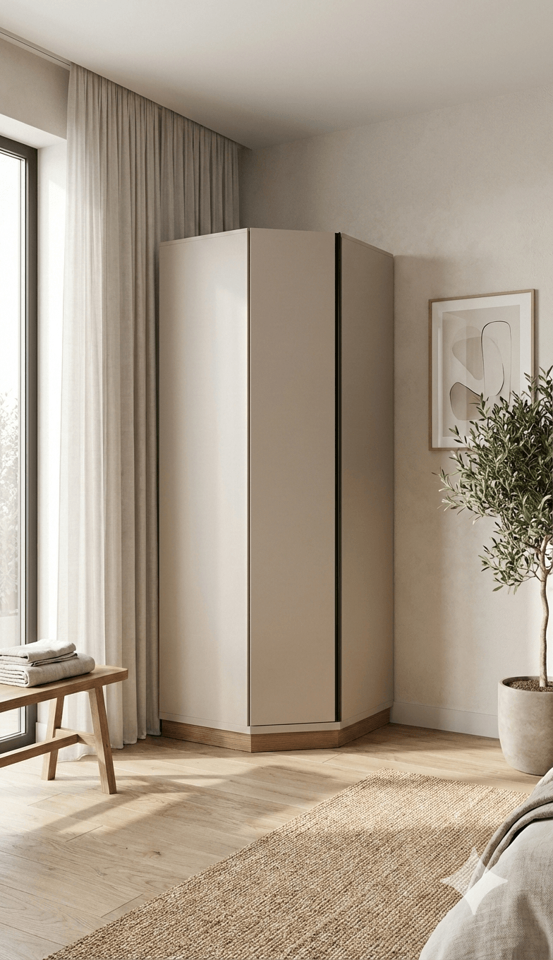 Wardrobe Corner Module With Door Wood Cappucino Corner : 83 X 83 X 41 Height: 230