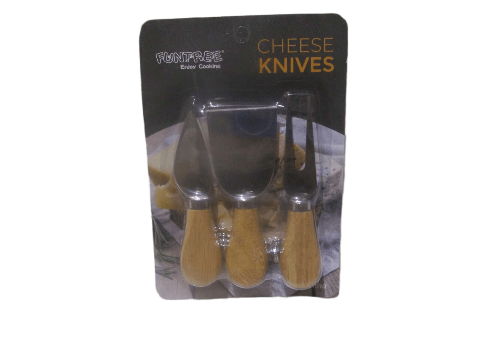 Cheese Knives-3pcs Set Wood Handle, 2cr13 Stainless Steel Blister Card Packing13cm*3pcs