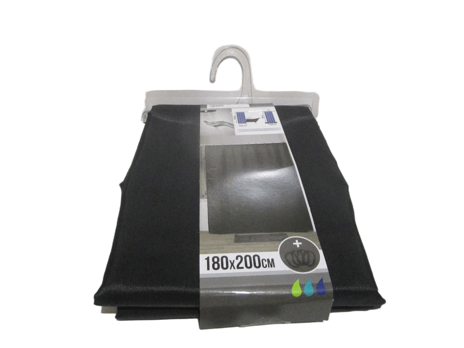 Shower Curtain Polyester 180x200 Cm/12 Anneaux Pp - Black