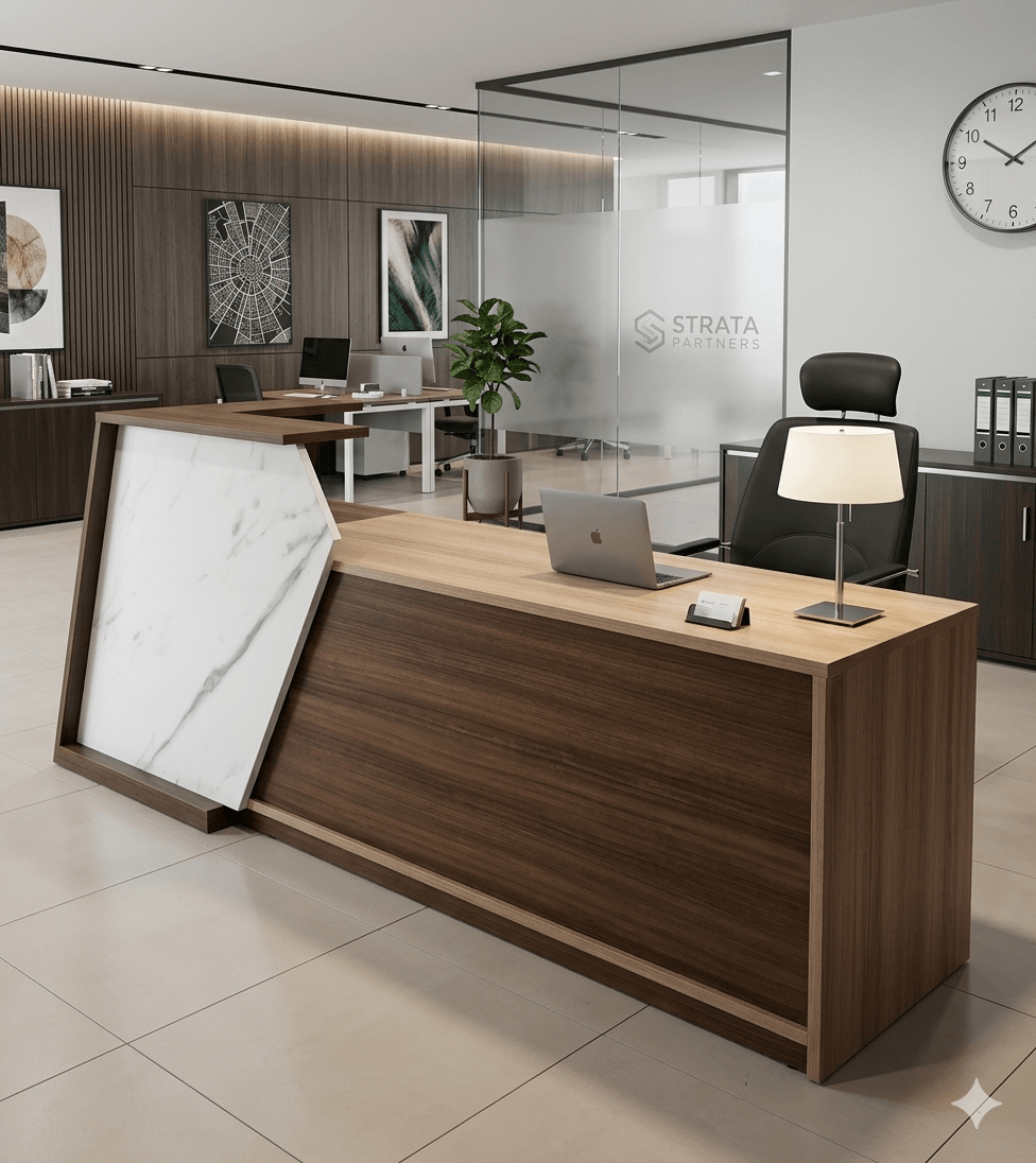 Counter By Mfc. Gold Teakwood + Iron Black 2400*680*1050