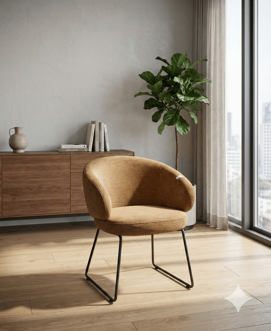 Dining Chair Fabric Brown Kd Metal Legs