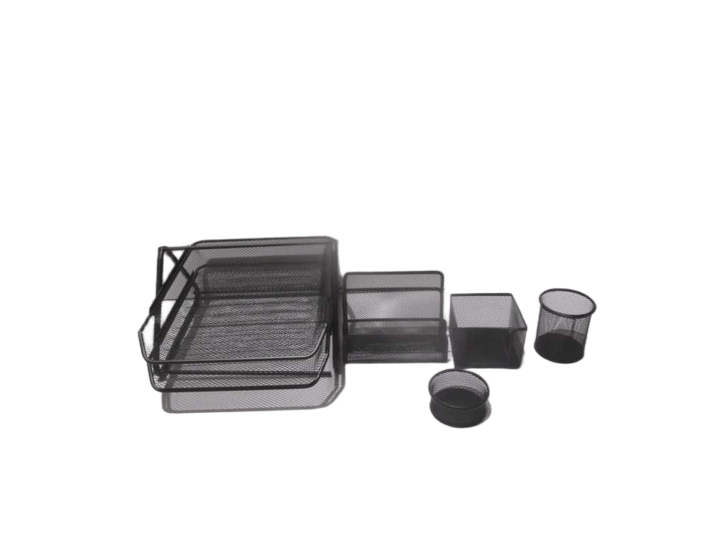 Stationary Set Of 5pcs: Pen Holder + Pin Holder + Letter Holder + Note Holder + File Organizer Black 360*100*280mm