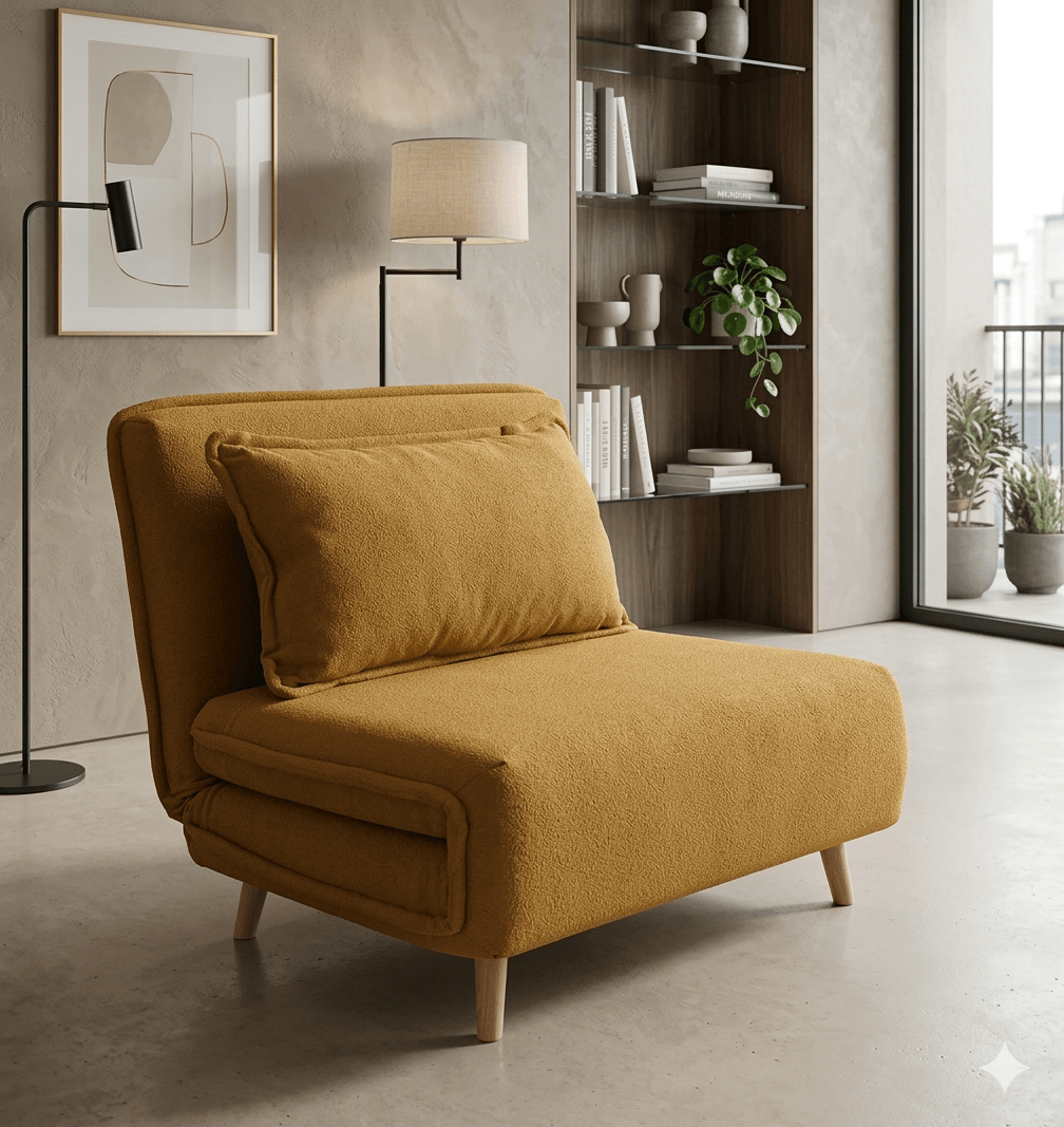 Single Sofa Bedey-8 Yellow Wood Frame + Foam + Fabric Cover108x91x82