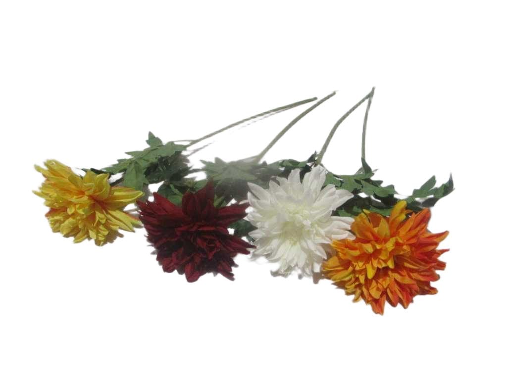 Artificial Dahlia Fabric '1 White 3 Yellow 6 Burgundy 7 Orange '65cm