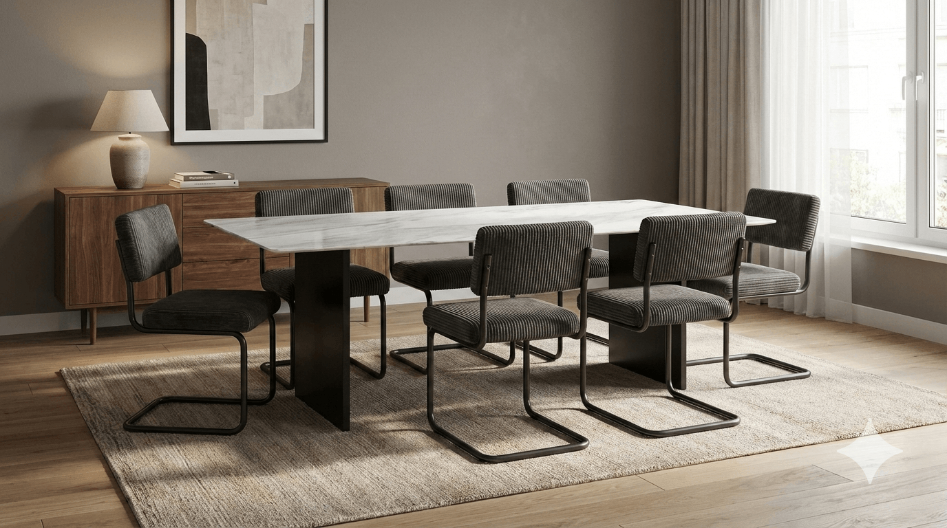Dining Table Grey 3115 Artifical Marble+mdf+ss 2400x1200x760
