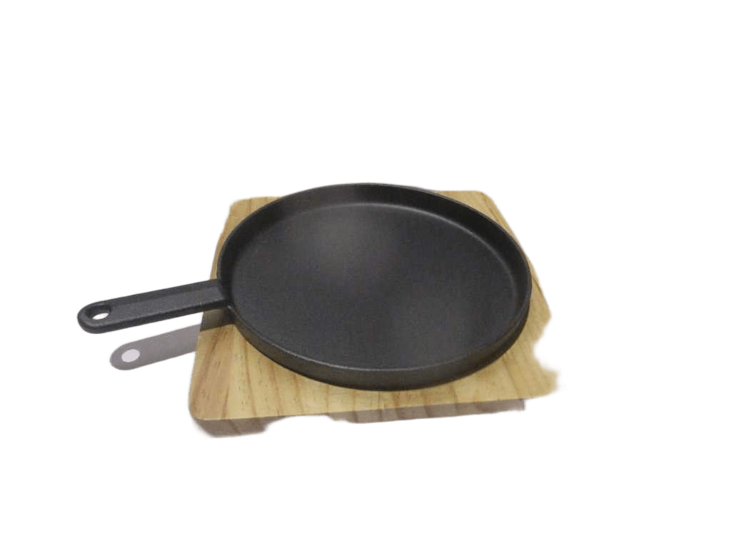 Cast Iron Plate+wood Base Dia24 26.5x26.5x1.9 2128g