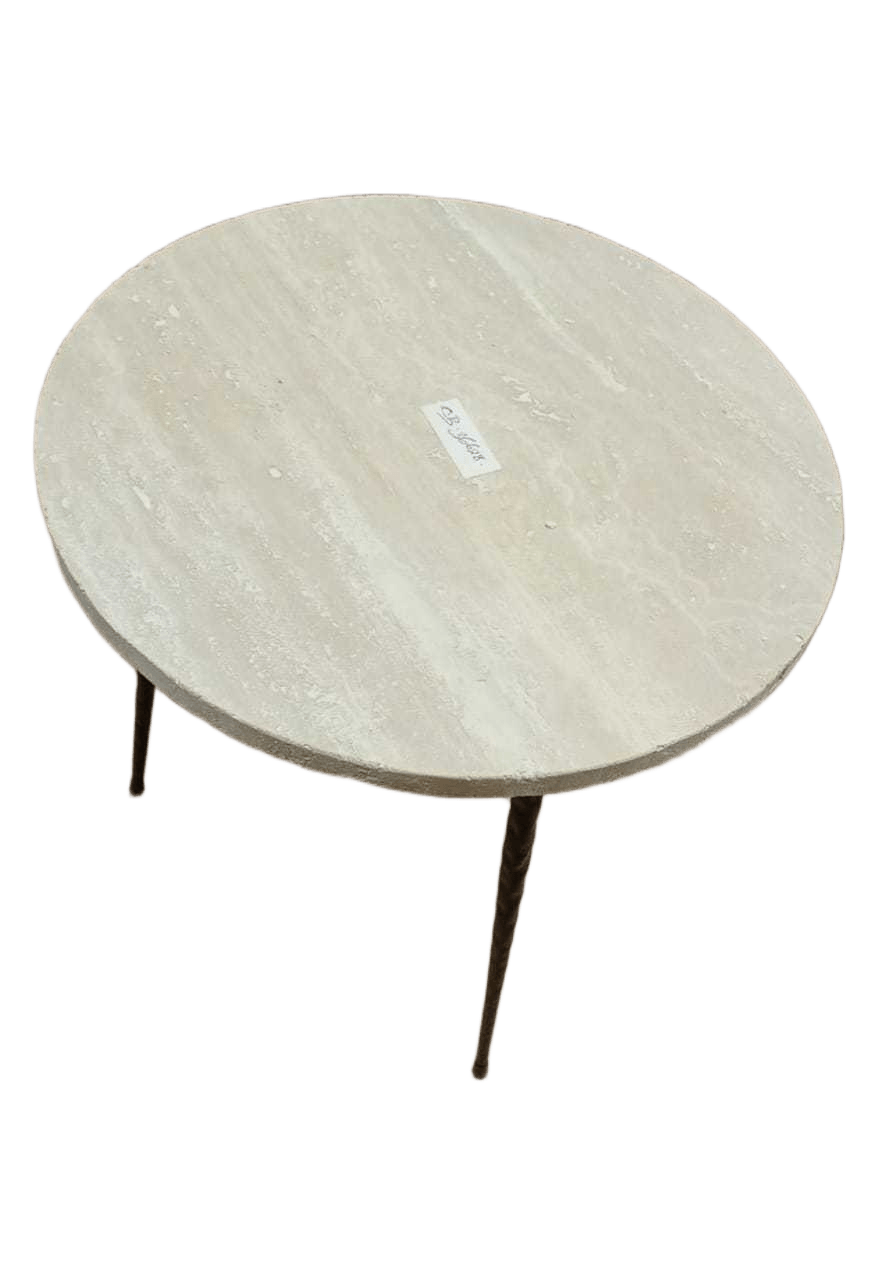 Coffee Table Elegant Sandstone+metal White Sandstone Straight Edge Half Filled 40x40x40