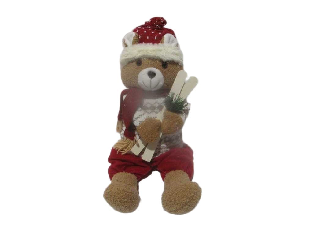 Seated Bear With Skis 50cm
