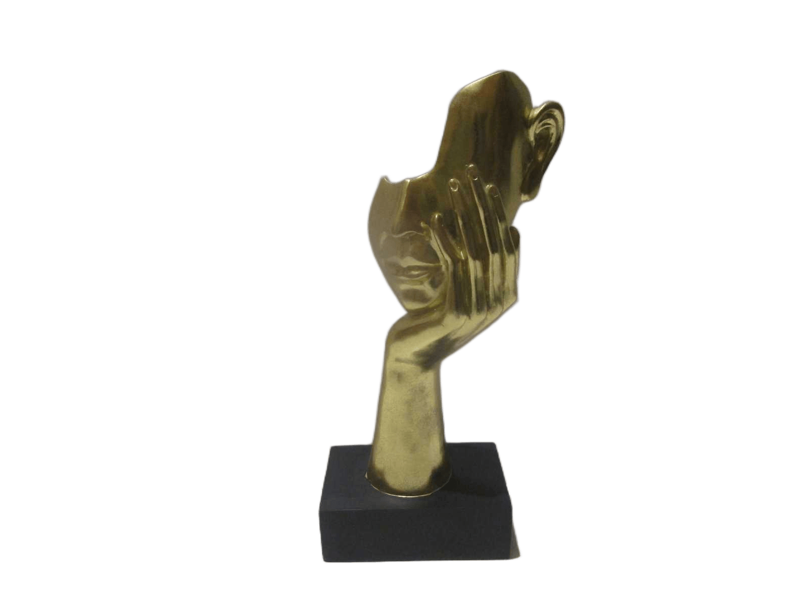 Statue Resin , Face In Hand, 2050g Resin Multi 43cm