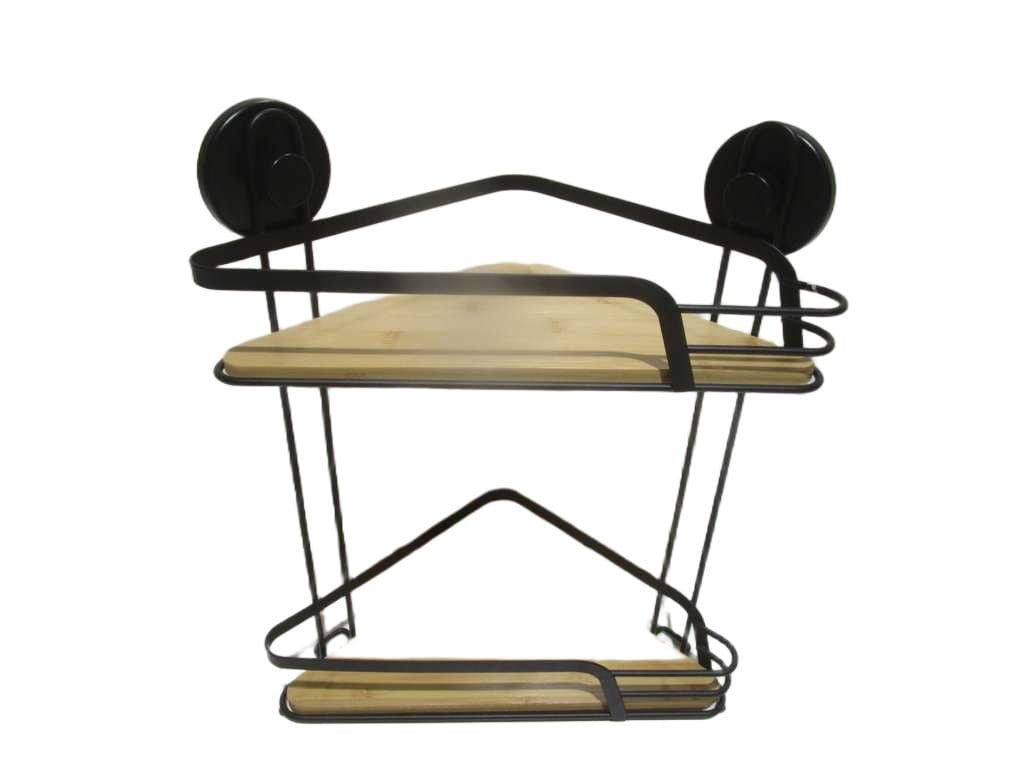 Corner Rack 2 Tier Black Iron+bamboo 22x22x31.5 Cm