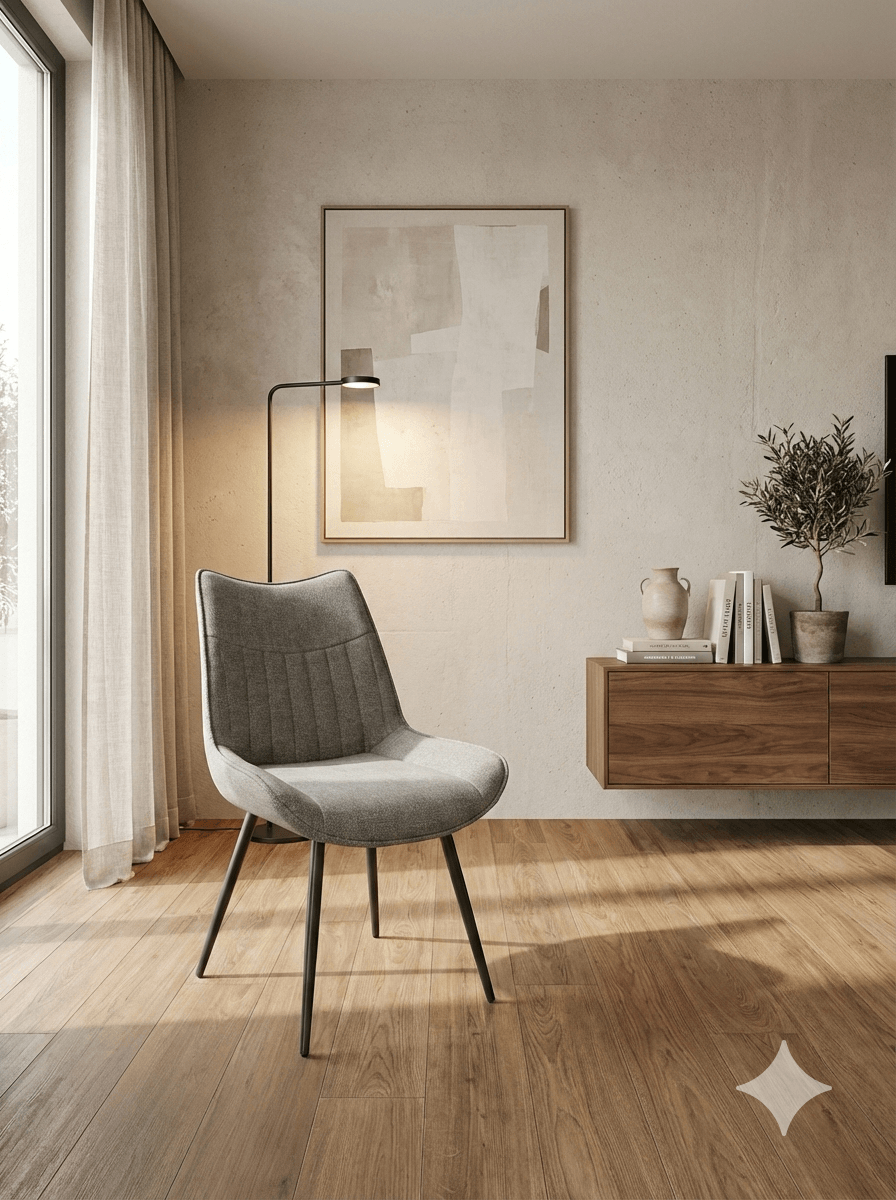 Dining Chair Black Metal Feet-Round Tube Uf885-14 Grey 54*45*86.5