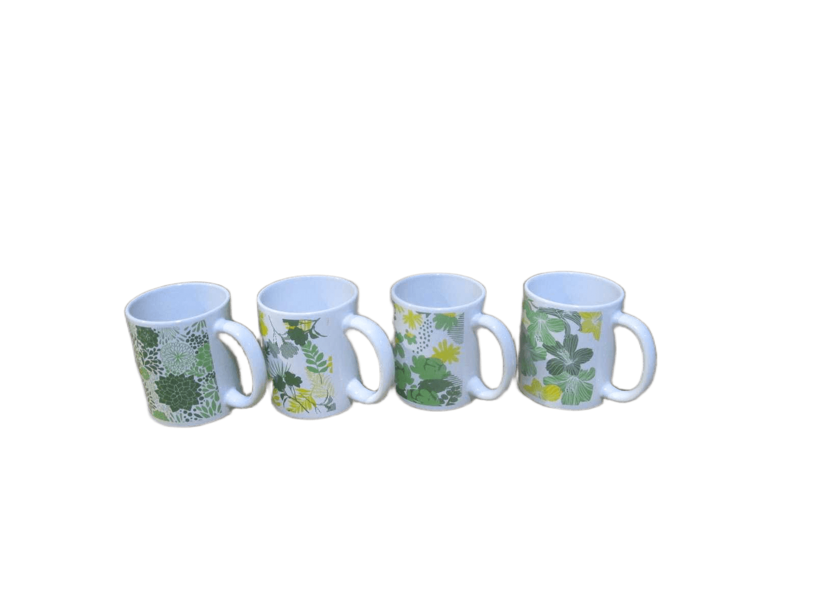 Cup-Stoneware 330ml 4 Design Ass Ceramic Green Leaf
