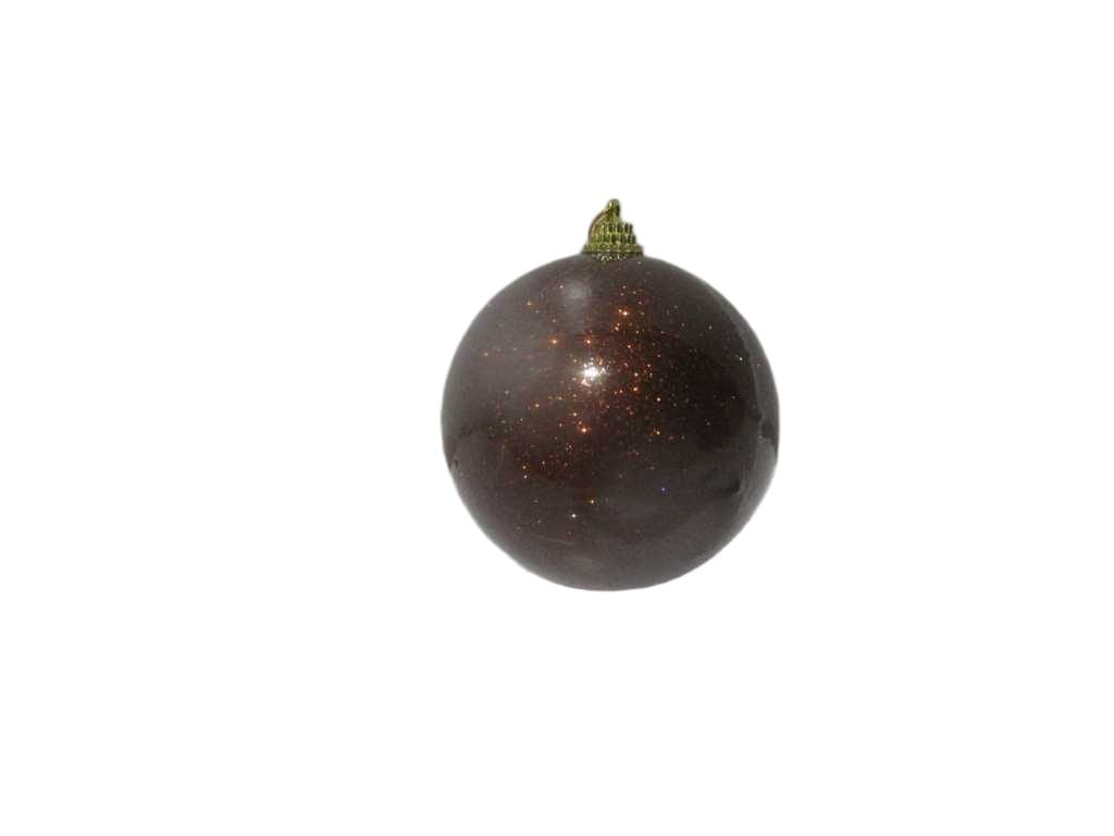Ball Xmas 100mm Glitter Brown