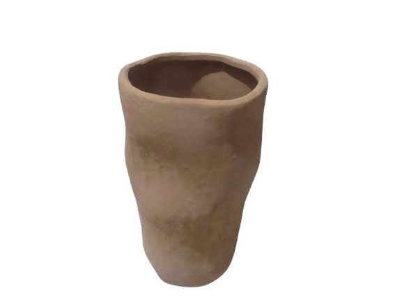 Vase Medium Pottery Clay Sand 25x25x49 Cm