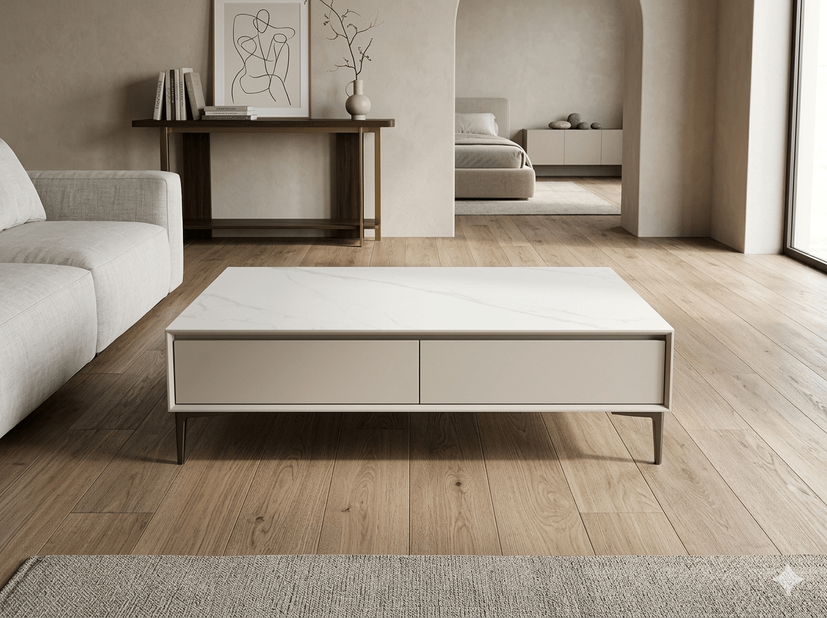 Coffee Table Carbon Steel + Ceramic Table Top + Mdf As Photo 1300*700*390