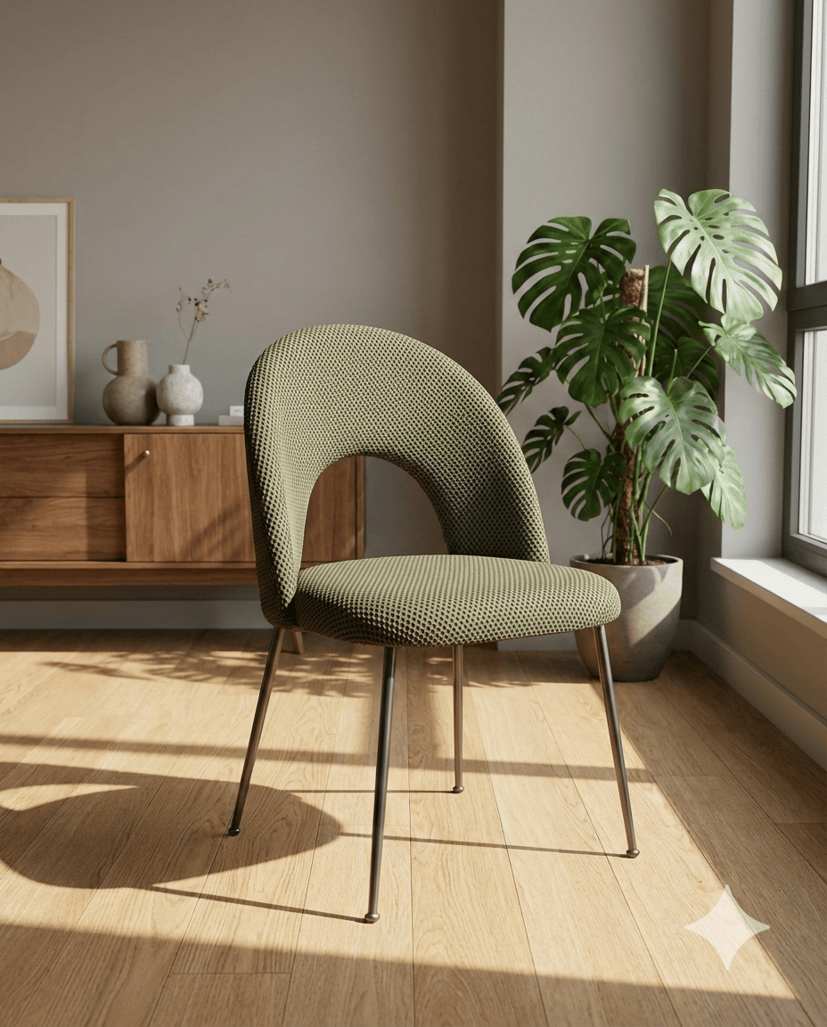 Chair Kd With Fabric And Metal Legs W49*d53*h81cm Green Fabric Wz3050-10 - Legs Black