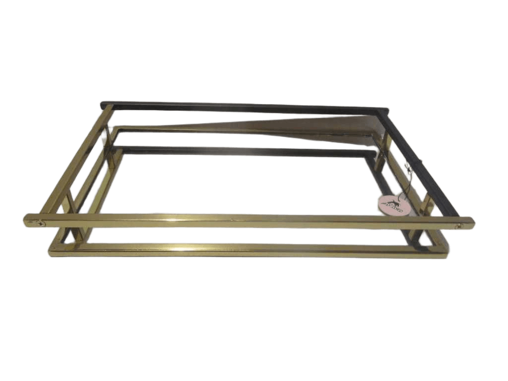 Tray Rectangular With Mirror Steinless Steel Silver Plating