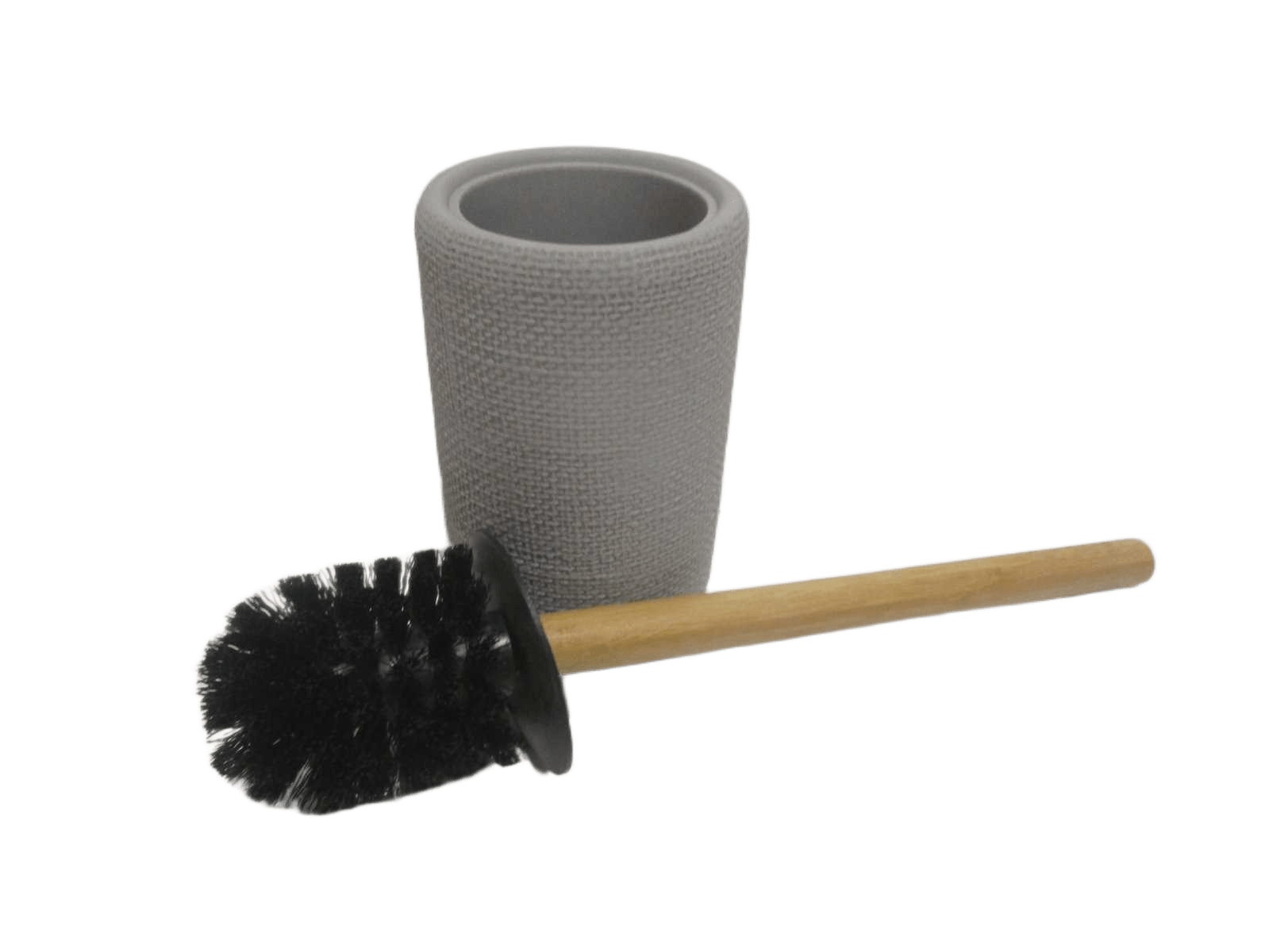Toilet Brush Wc Polyresine Round Effet Maille Et Tige Bambou - Gris