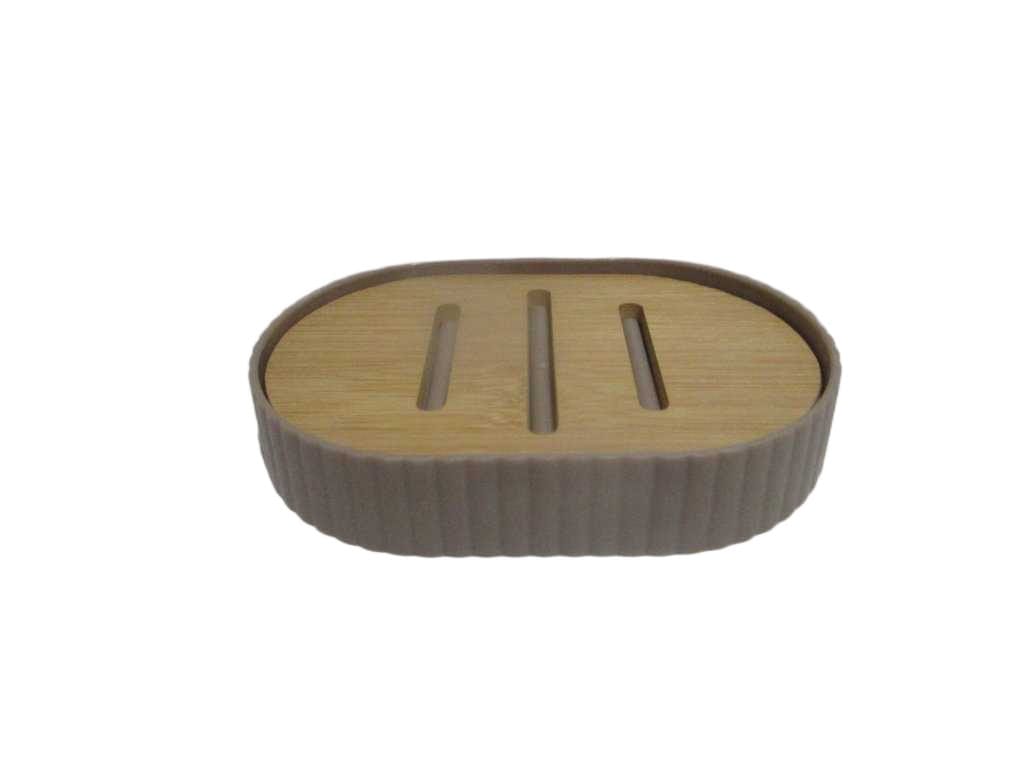 Soap Dish, Pp+bamboo 63g Taupe 12.7*8.5*2.2