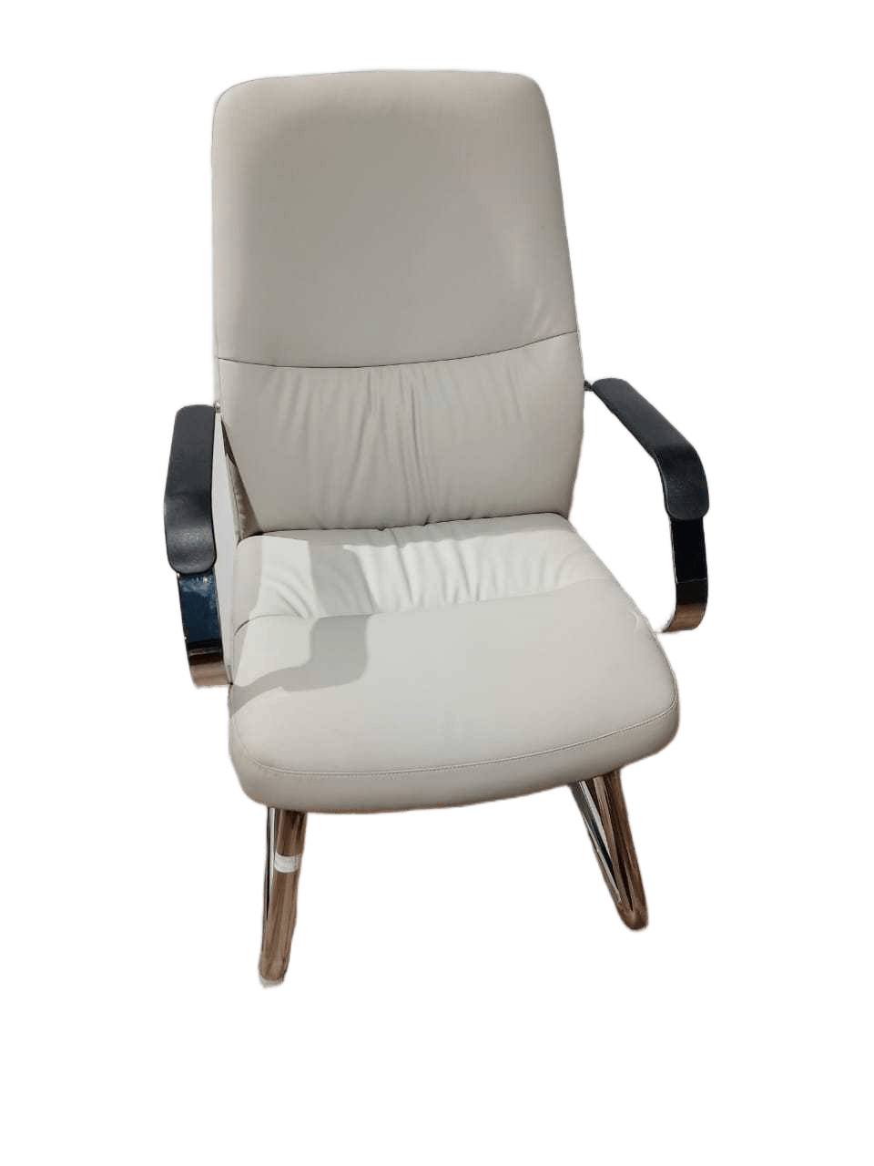Visitor Chair Beige-Dabaisha05 Pu Leather, Chrome Base 58x102x65