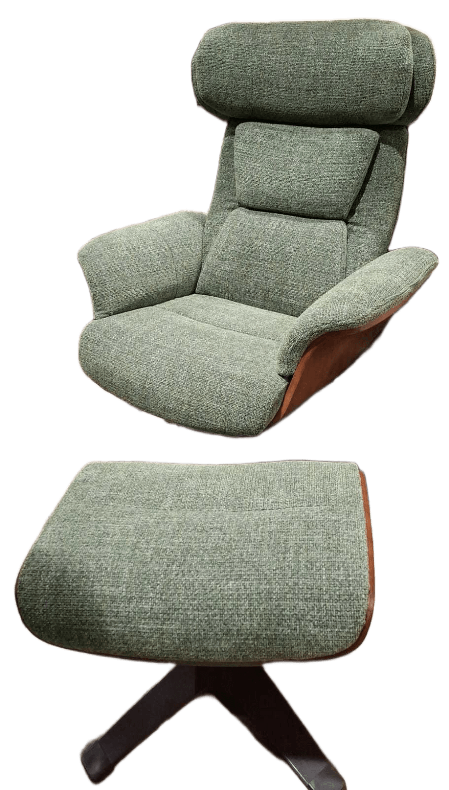 Armchair Swivel With Manual Recliner With Ottoman Fabric And Wood Moss G0501070