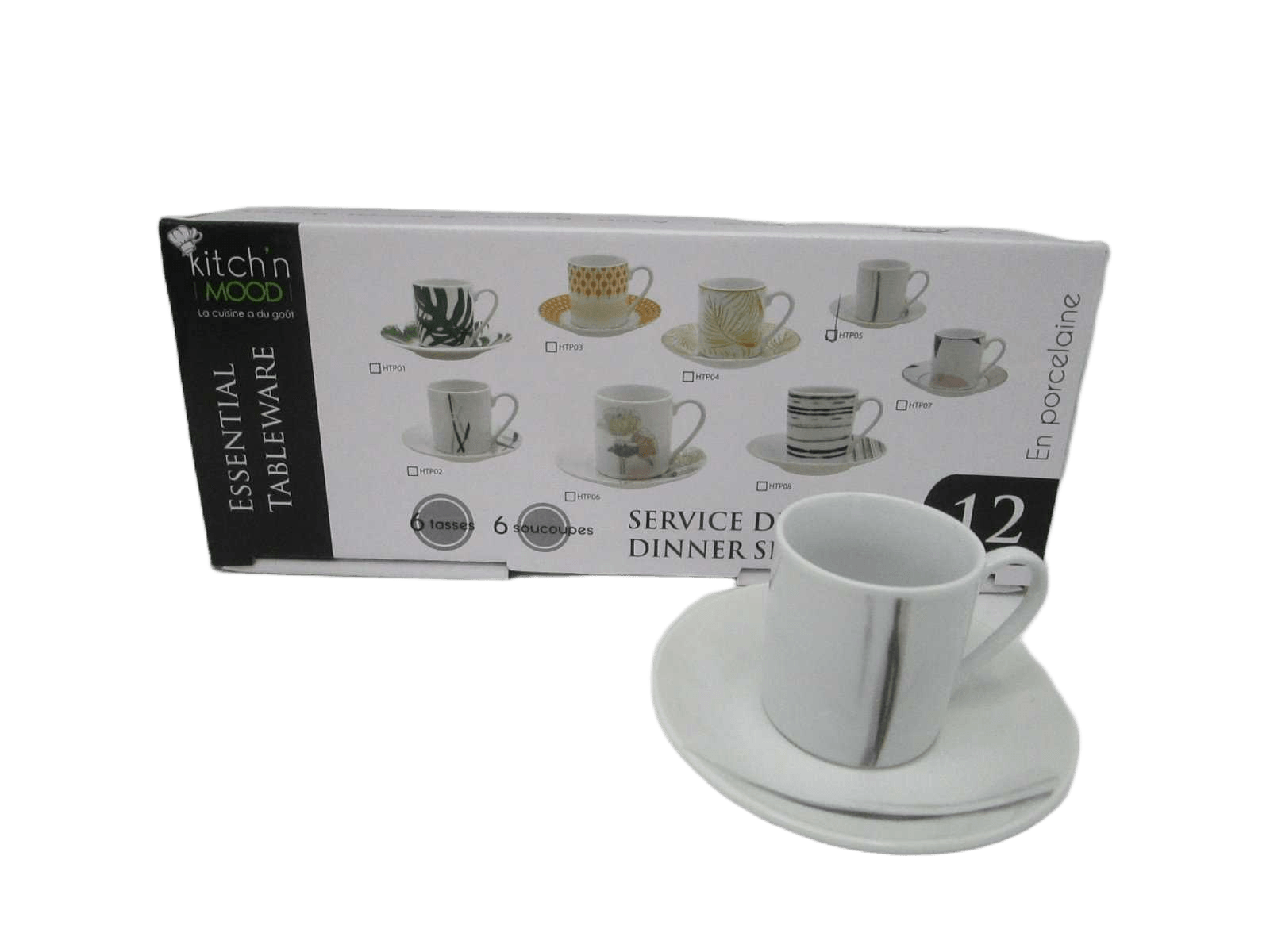 Round Coffee Set 6 Cups + 6 Saucersporcelain90cc Straight Cup&saucer