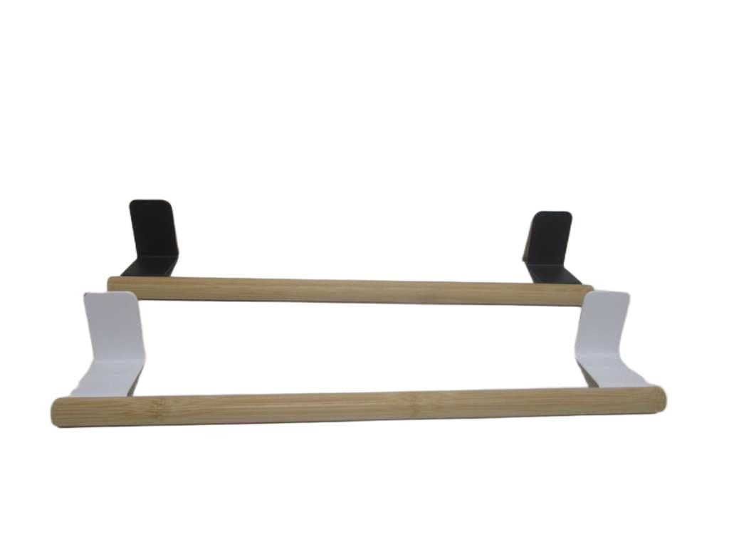 Towel Rail Black+white Iron+bamboo 45x7x7.5 Cm