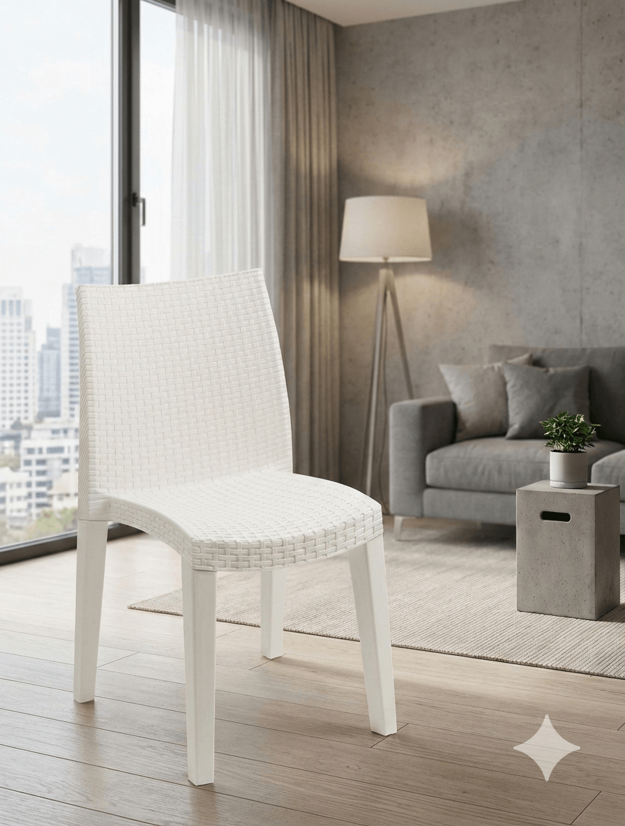 Chair Lady - Stackable High Back Chair - White Plastic - Pallet Quantity: 24
