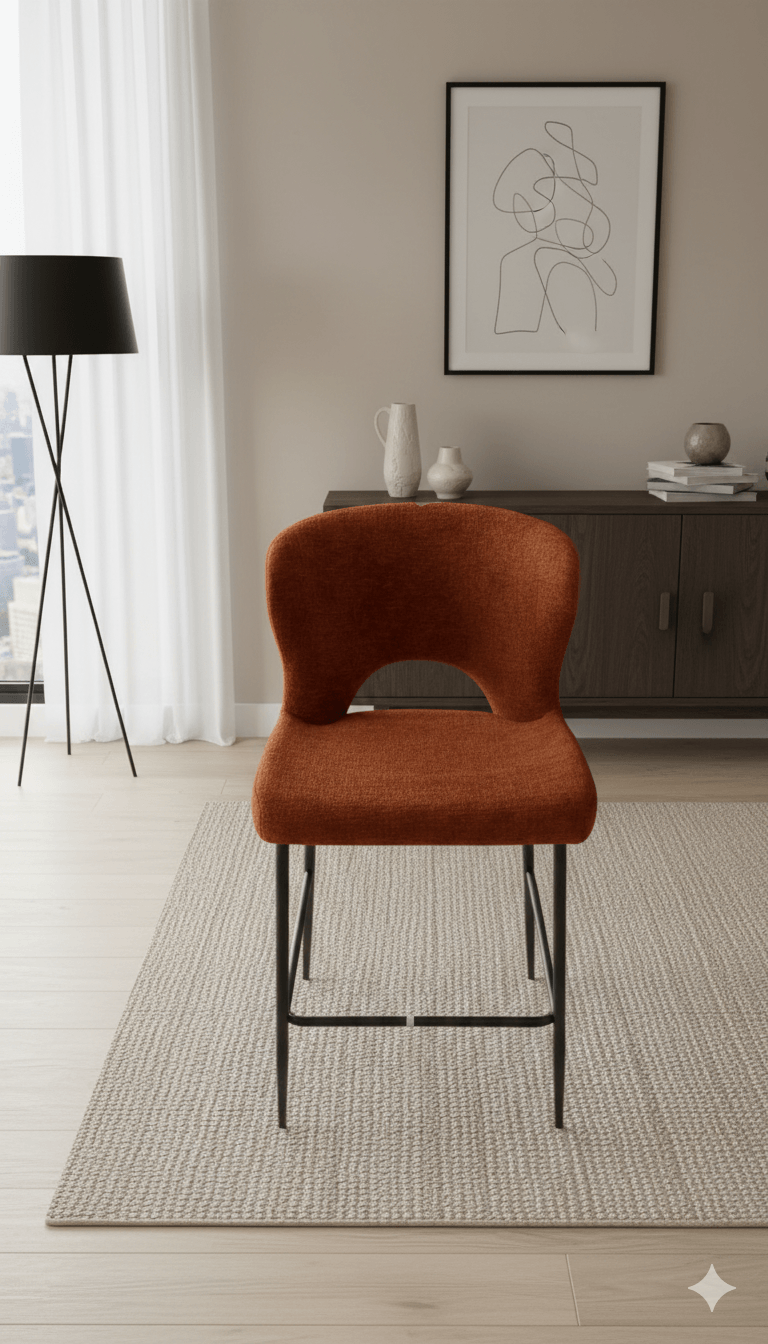 Bar Chair With Black Metal Feet Tresor56 Terracota 55.5*53.5*97.5