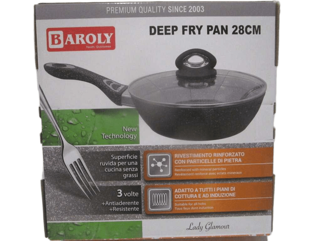 Fry Pan Deep With Lip Induction, Grey Non-Sick Coating Suitable For All Cooktops,3mm Color Box Alu 28cm