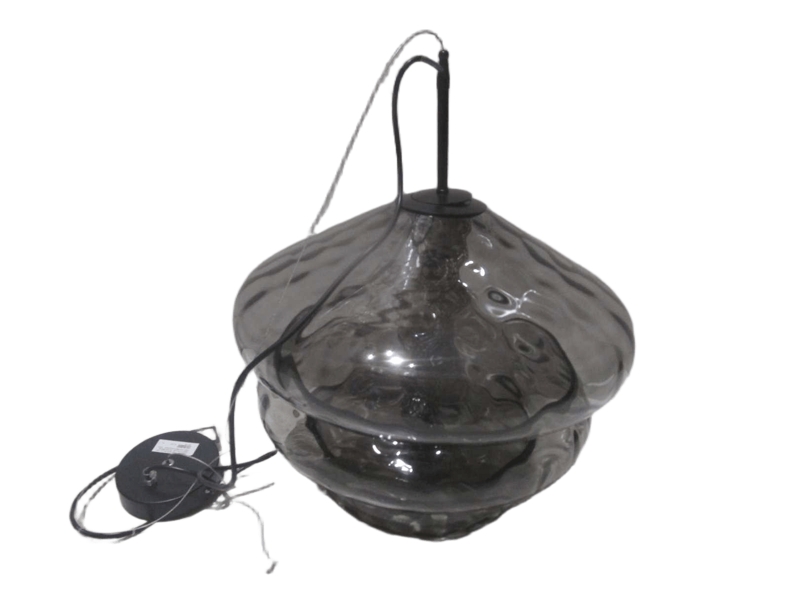 Pendant Lamp With Bulb T185 Smoky+black Glass+metal D45*h160