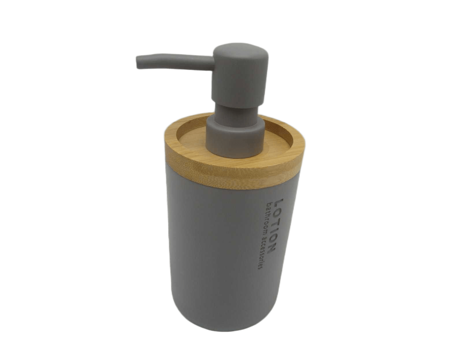 Soap Dispenser Polyresin 280 Ml - Grey/Bamboo