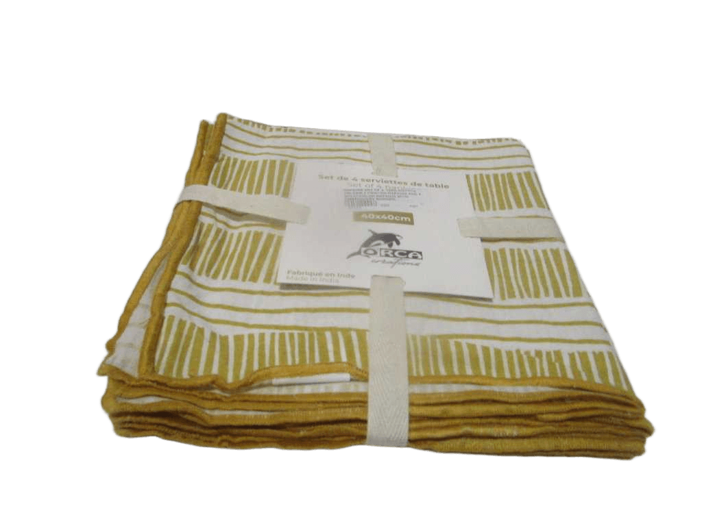 Napkins Set Of 4 100% Cotton 250 Gsm 2 Printed Napkins And 2 Solid Color Napkins With Embroidery Border