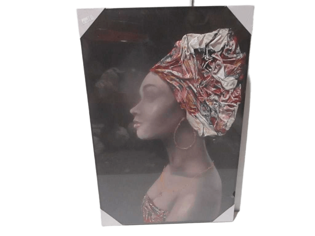 Painting 3d-Handmade African Wooman Ps Frame Black Packing Blister 80x120cm