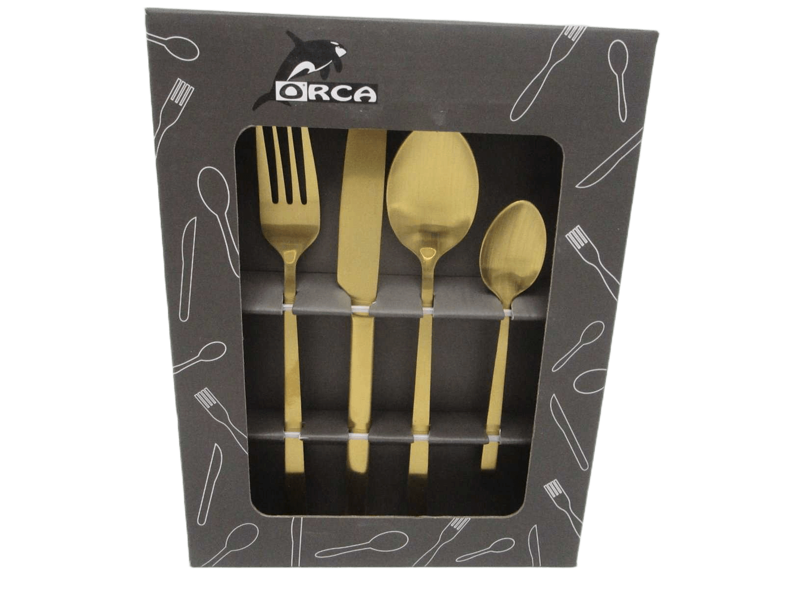Cutlery Set Knife Dinner 75-80 Gr X6 - Dinner Fork 2,5 Mm X6 Dinner Spoon 2,5 Mm X6 - Tea Spoon 2 Mm X 6 - Set Of 24 Pcs - 420j1 18 883 Gold Matte