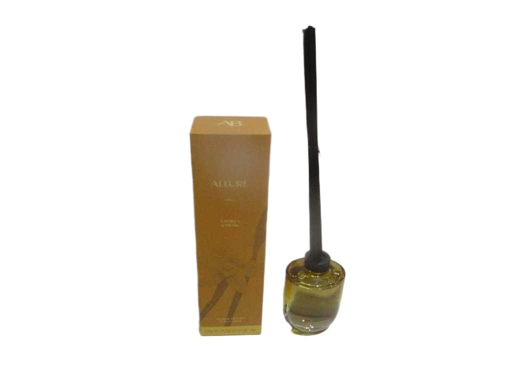 Diffuser Allure Vanilla Musk Fragrance - 400ml Fragrance In Tempered Machine Made Glass Jar And 8 Black Cotton Sticks D0,35xh35cm - Packaging In Coloured Card Board Box 400g