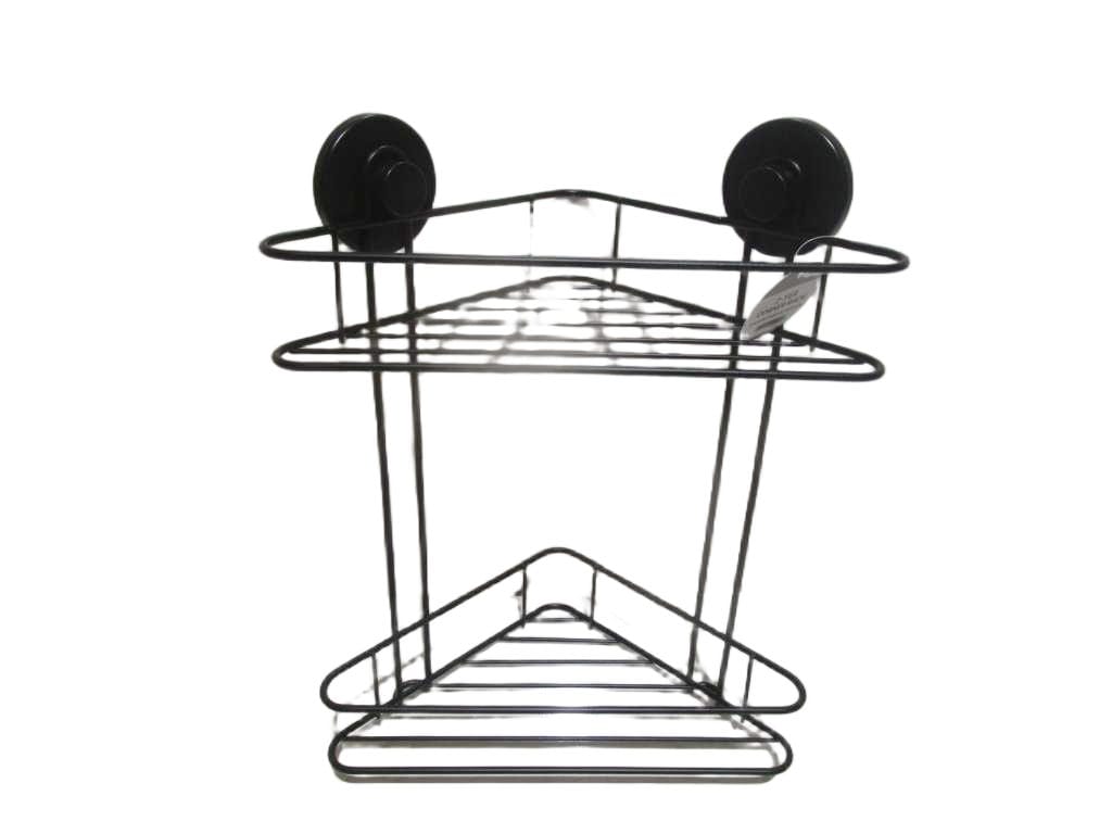 Corner Rack 2-Tier Black Iron+bamboo 20x20x36 Cm