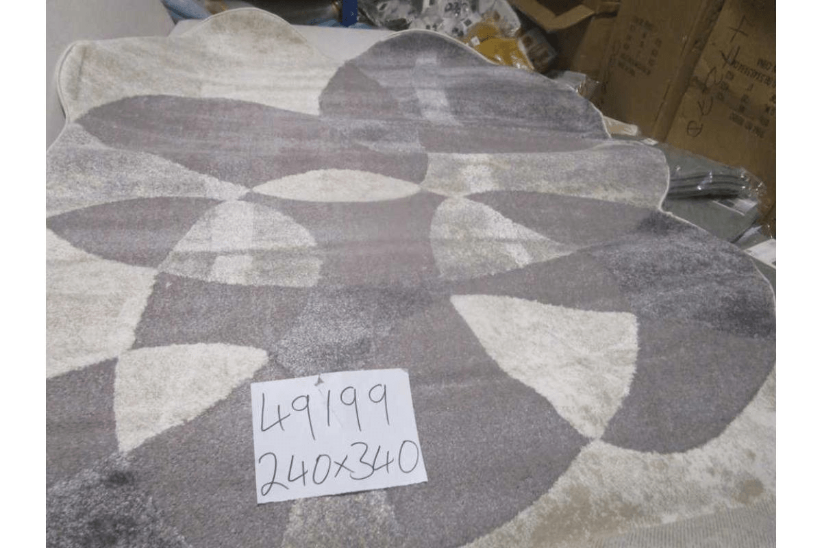 Carpet 240x340 Rio Soft Yarn Headset With Shrink Polyester 2,200 Grm / Sqm 224,000 Pnt/Sqm 12mm Pile Height Free Shape Hja26 Grey/Cream