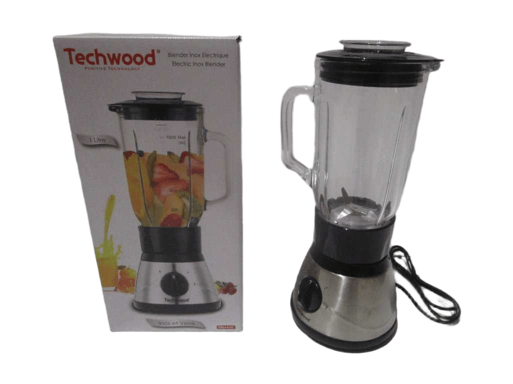 Blender Stainless Steel Glass Bowl 1l 2 Speeds + Pulses Easy Cleaning Non-Slip Feet Stainless Steel Blades Power: 300-400w