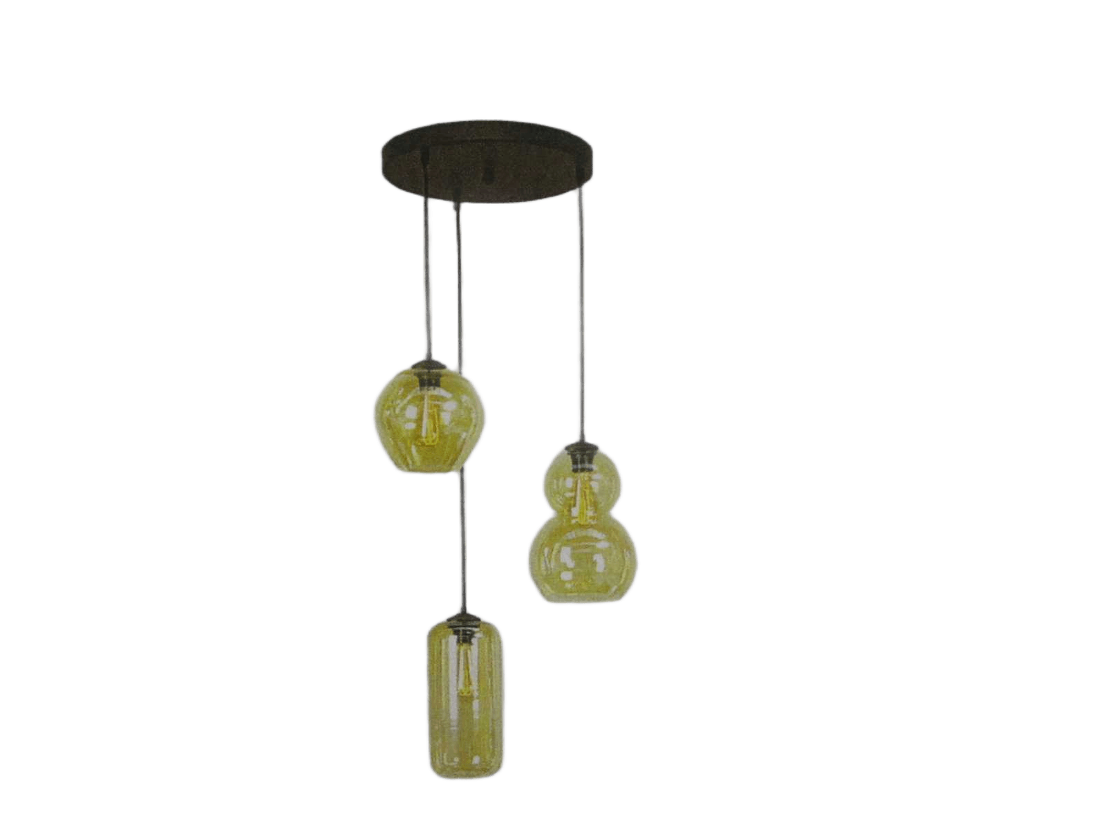 Hl Quinto 3-Light Cacao Base Dia35cm Glass Amber -2 + -3 + -5, Black Pvc Cable 180cm - Included Bulb Slx023960205 X3 Amber Glass - Bronze
