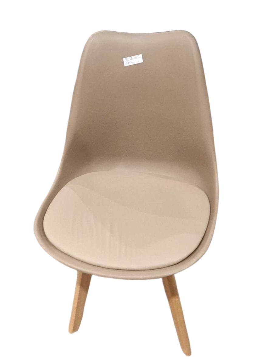 Dining Chair With Pu Cushion Taupe Pp+pu+beach Wood 48x52x82 Cm